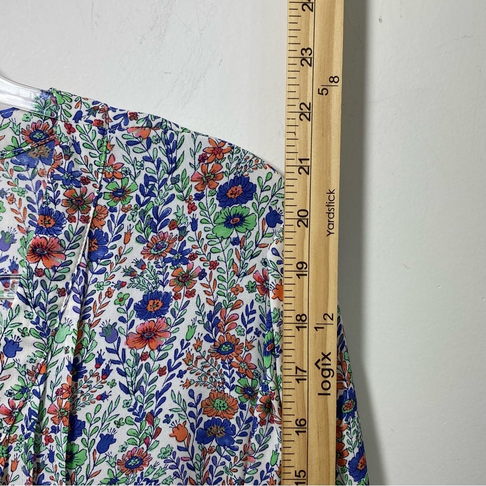 Rose + Olive Cottage Boho‎ Chiffon Floral Tunic Top 2X  Multi V Neck 3/4 Sleeves - Picture 8 of 8